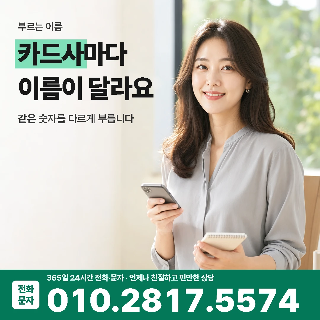 앱카드카드깡 카드사별 화면